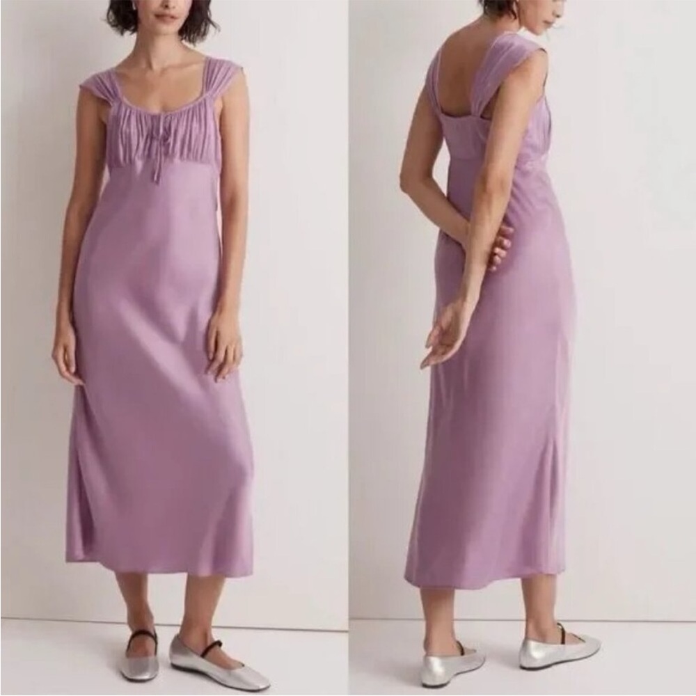 Madewell Lilac Satin Midi Dress